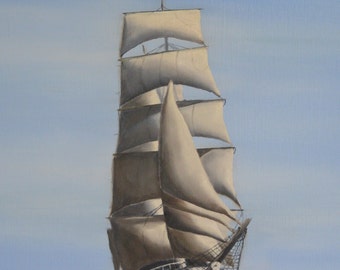 Tall Ship in the storm, original oil painting on canvas, sailing vessel