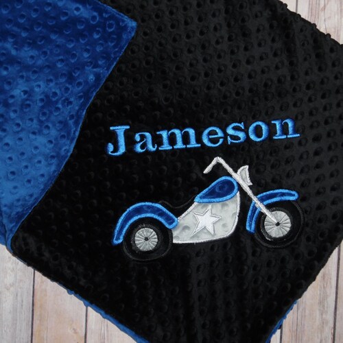 Personalized Motorcycle Blanket Baby Name Blanket Baby Boy Etsy