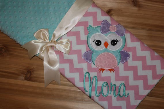 and Aqua Minky Blanket Gray Chevron Baby Blanket Baby Girl Gift Chevron Owl Baby Blanket- Pink Baby Girl Blanket Owl Baby Blanket