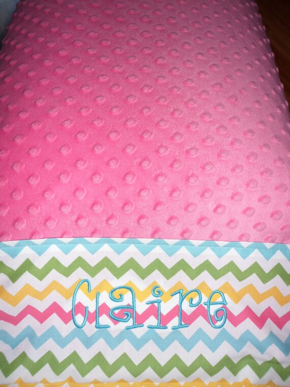 Pillowcase Custom Monogrammed Minky Pillowcase Hot pink Etsy