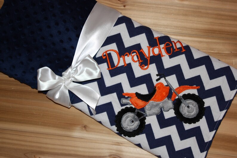 Dirt Bike Blanket Navy Chevron & Minky Baby Blanket with Etsy