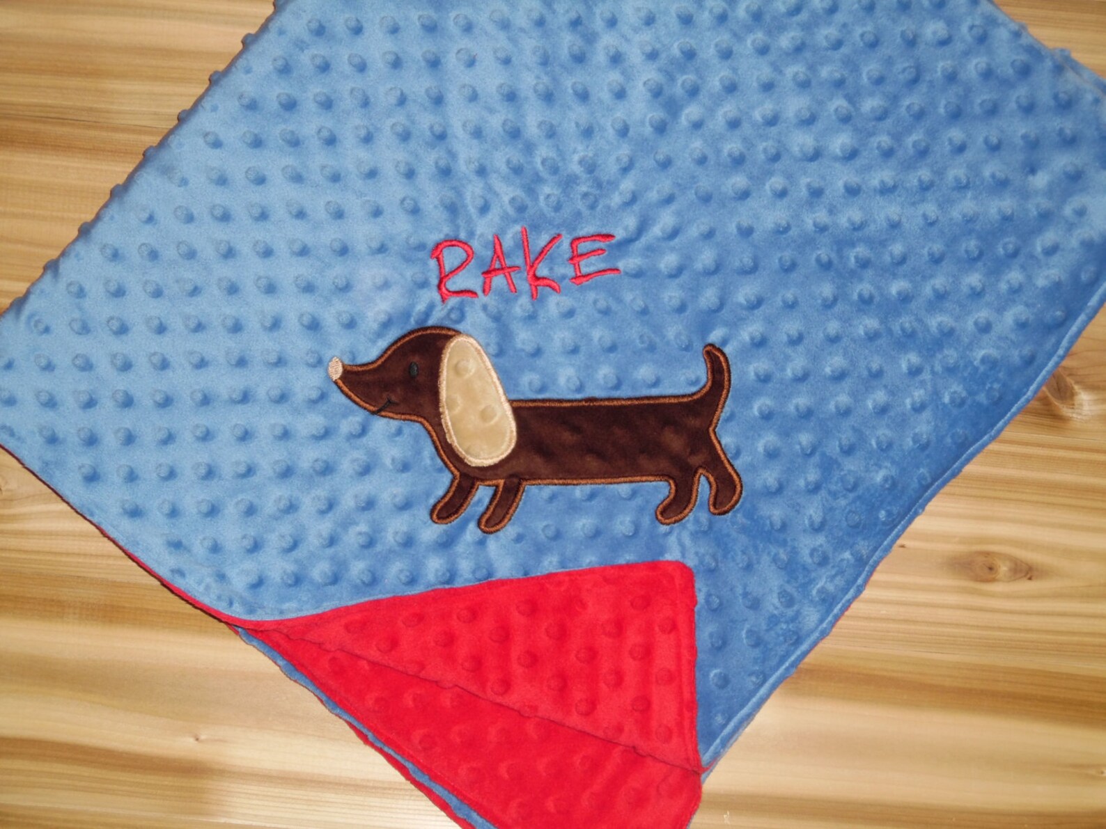 Dachshund Custom Monogrammed Minky Baby Blanket Red / Blue Etsy