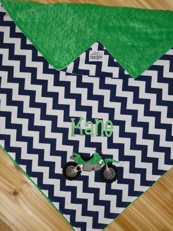 Dirt Bike Blanket Navy Chevron & Minky Baby Blanket with Etsy