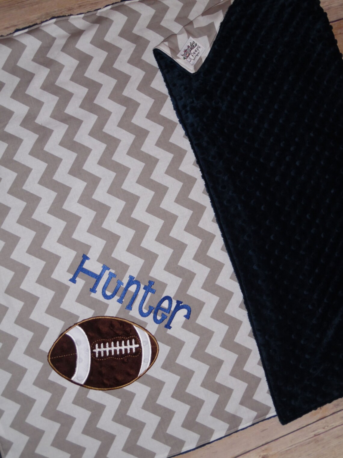 Football Personalized Minky Baby Blanket with Embroidered Etsy