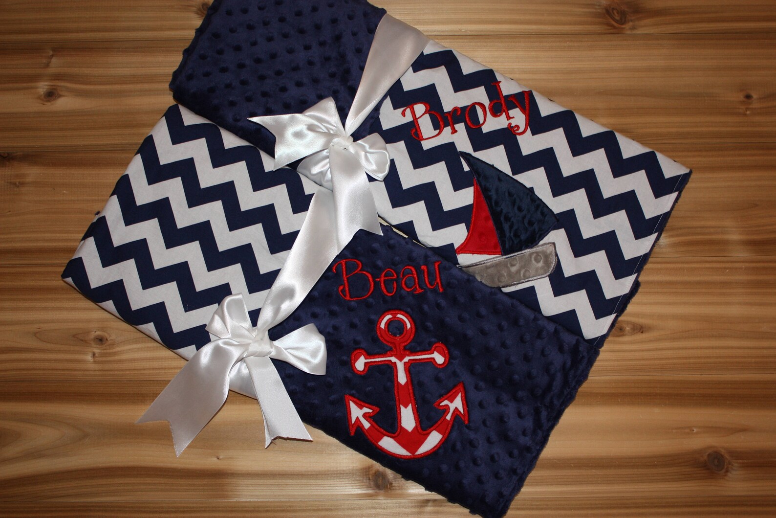 Twin Boy Blanket Gift Set Nautical Set Navy Chevron & Etsy