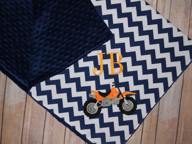 Dirt Bike Blanket Navy Chevron & Minky Baby Blanket with Etsy
