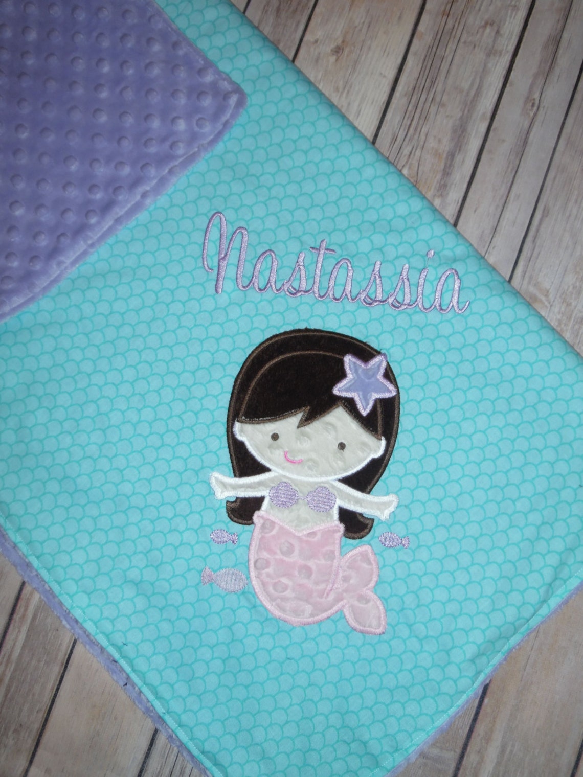 Mermaid Blanket Personalized Minky Baby Blanket Mermaid Etsy