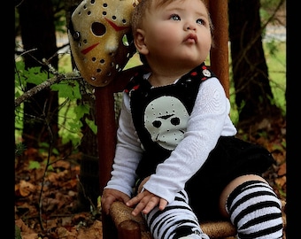 Ski Mask Overall Romper baby infant toddler Halloween costume Jumpsuit