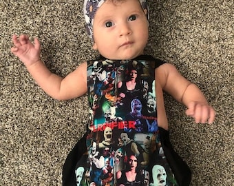 Scary Clown Horror Overall Romper baby infant toddler Halloween costume Onesie Jumpsuit