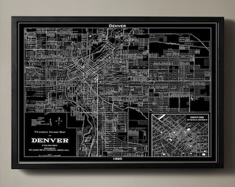 DENVER Map | Denver Wall Art Print | Vinatage Map of Denver
