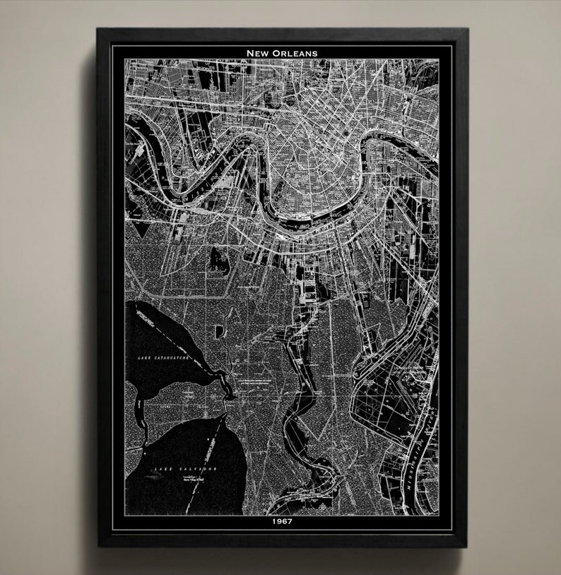 NEW ORLEANS Map Print New Orleans Wall Art New Oleans Decor Map of Big