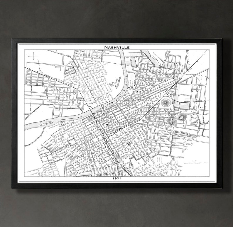 Nashville Map Nashville Poster Art Music City Map Print Nashville Map Nashville Map Print Music City Poster image 2