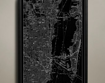 MIAMI Map Print | Magic City Wall Decor | Miami City Map Poster | Miami Wall Art |  1950 Miami