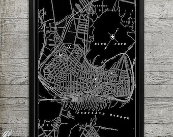 Map of Portland Maine Print, Wall Decor for your Home or Office