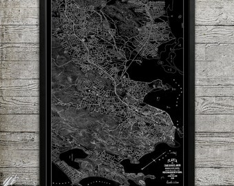 Map of Rio De Janeiro Print, Wall Decor for your Home or Office