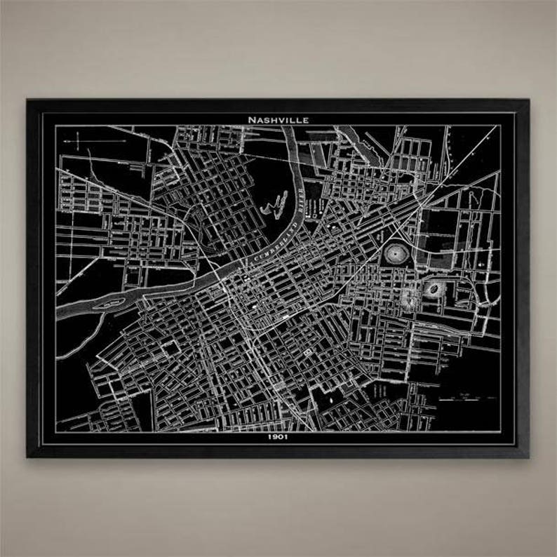 Canvas Print Nashville City Map Nashville City Canvas Nashville Print Nashville Map Nashville Map Print Map of Nashville image 1