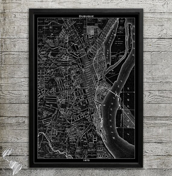Map of DUBUQUE Print Key City Wall Decor for your Home or | Etsy