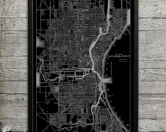 Map of MILWAUKEE | Cream City Map | Milwaukee Wall Decor for your Home or Office