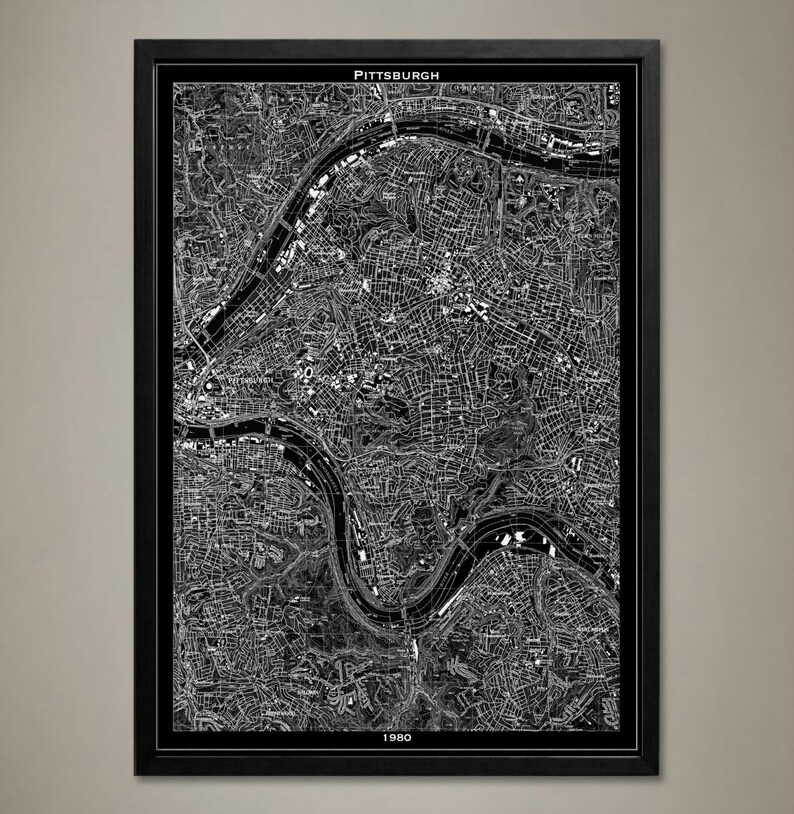PITTSBURGH Map Print PITTSBURGH Home or Office Wall Decor Etsy