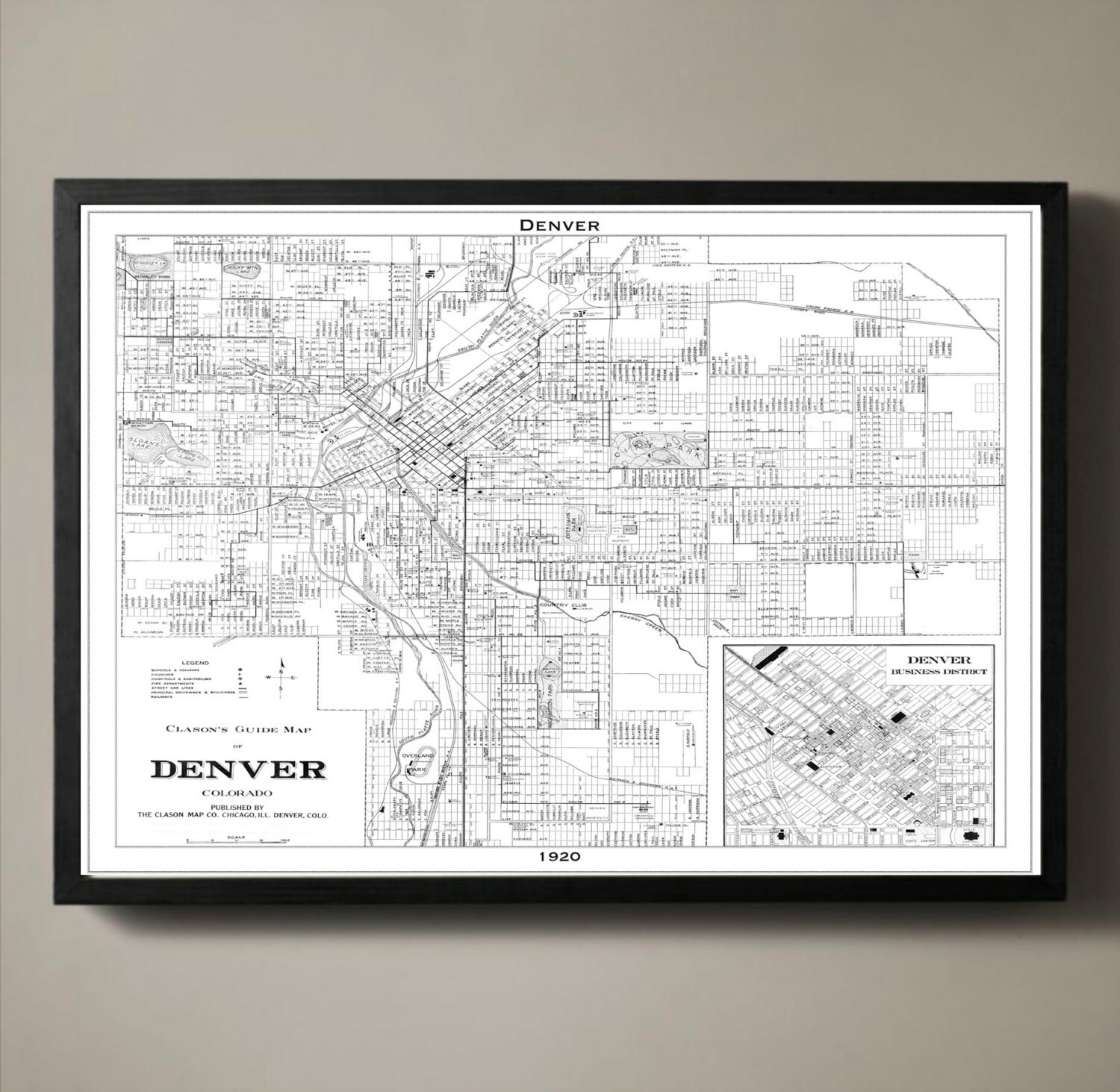 DENVER Map Print Black and White Denver Wall Decor Etsy