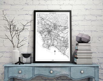 LOS ANGELES Wall Art Map Print, Historical 1926 Black and White Map of LA, Perfect For Home or Office Decor Decor