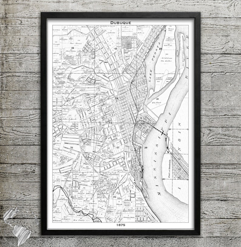 Map of DUBUQUE Print Key City Wall Decor for Your Home or Office - Etsy