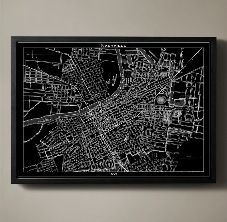 Nashville Map Nashville Poster Art Music City Map Print Nashville Map Nashville Map Print Music City Poster image 1