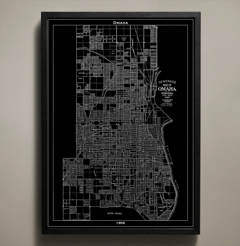 OMAHA Map Print Wall Decor 1905 Vintage Omaha Map Wall Art Etsy