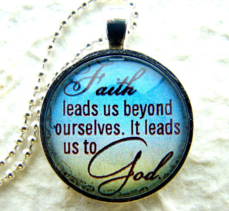 Faith Pendant Necklace chain included, Quotation Pendant, Inspirational Jewelry, Religious Pendant image 1