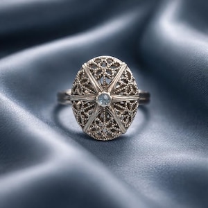 Birthstone Silver Essential Oil Diffuser Ring: Aromatherapy Scent Jewelry