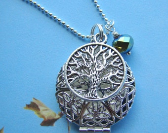 Silver Tree of Life Necklace: Aromatherapy Essential Oil Diffuser