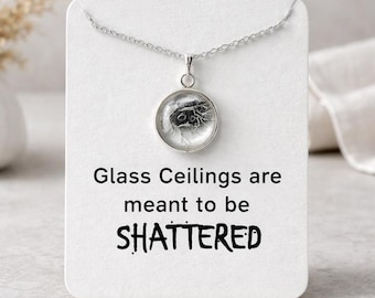 Shattered Glass Ceiling Pendant Necklace, Broken Glass, Congratulations, Graduation, Achievement, Empowerment Jewelry