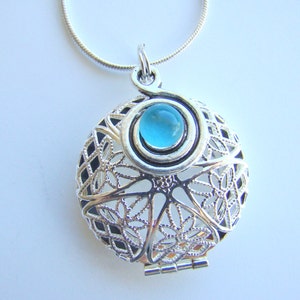 Birthstone Silver Essential Oil Diffuser Necklace: Aromatherapy Scent Jewelry