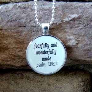 fearfully and wonderfully made pendant necklace, Inspirational Jewelry, Scripture necklace, Psalm 139:14