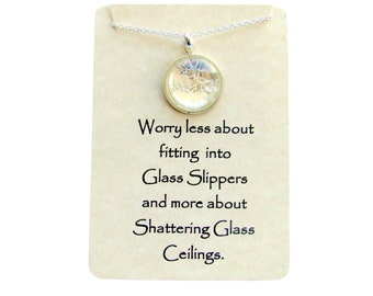 Shattered Glass Ceiling Necklace, Broken Glass Pendant, Congratulations, Graduation, Achievement, Empowerment Jewelry