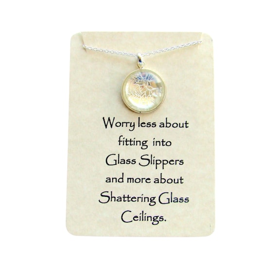 Shattered Glass Ceiling Necklace Broken Glass Pendant