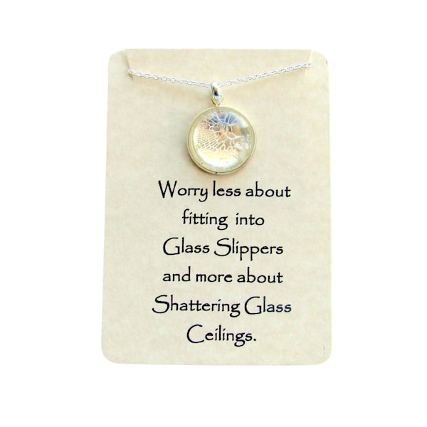Shattered Glass Ceiling Necklace, Broken Glass Pendant, Congratulations, Graduation, Achievement, Empowerment Jewelry