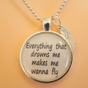 One Republic Lyric Pendant Necklace: Silver Wing Charm