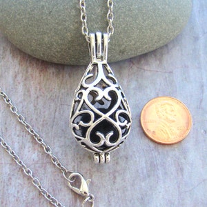 Filigree Teardrop Essential Oil Diffuser Necklace, Aromatherapy ...