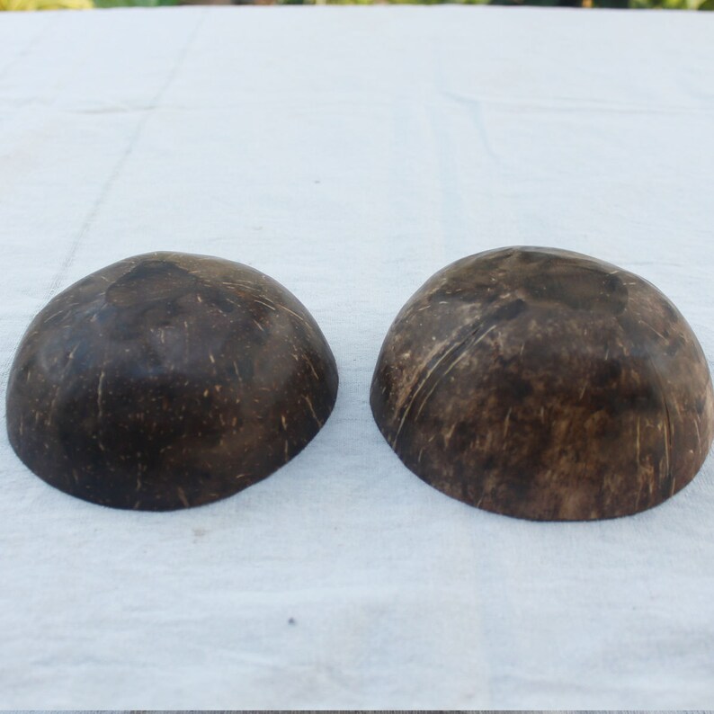 Coconut bowl,coconut shell 2 bowls,bright and dark color,size small 4inch x 2 inch vegan gift,wooden gift,birthday gift,easter,acai bowl,