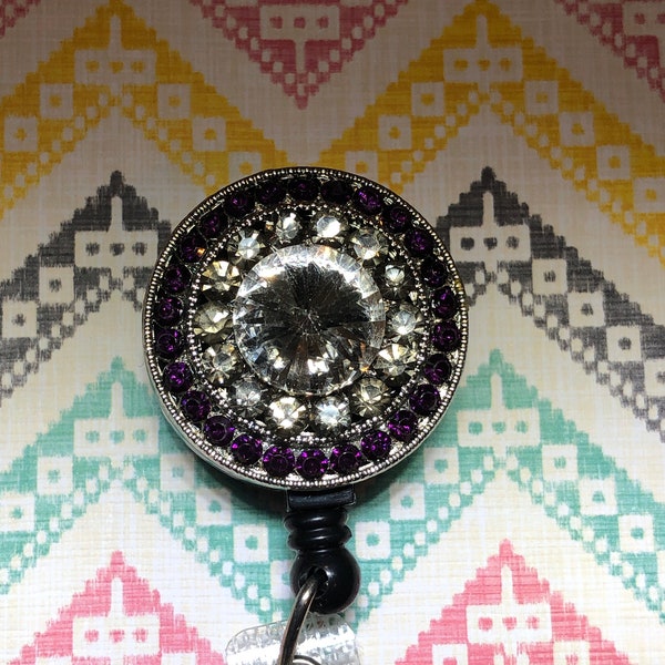 Crystal bling retractable badge reel