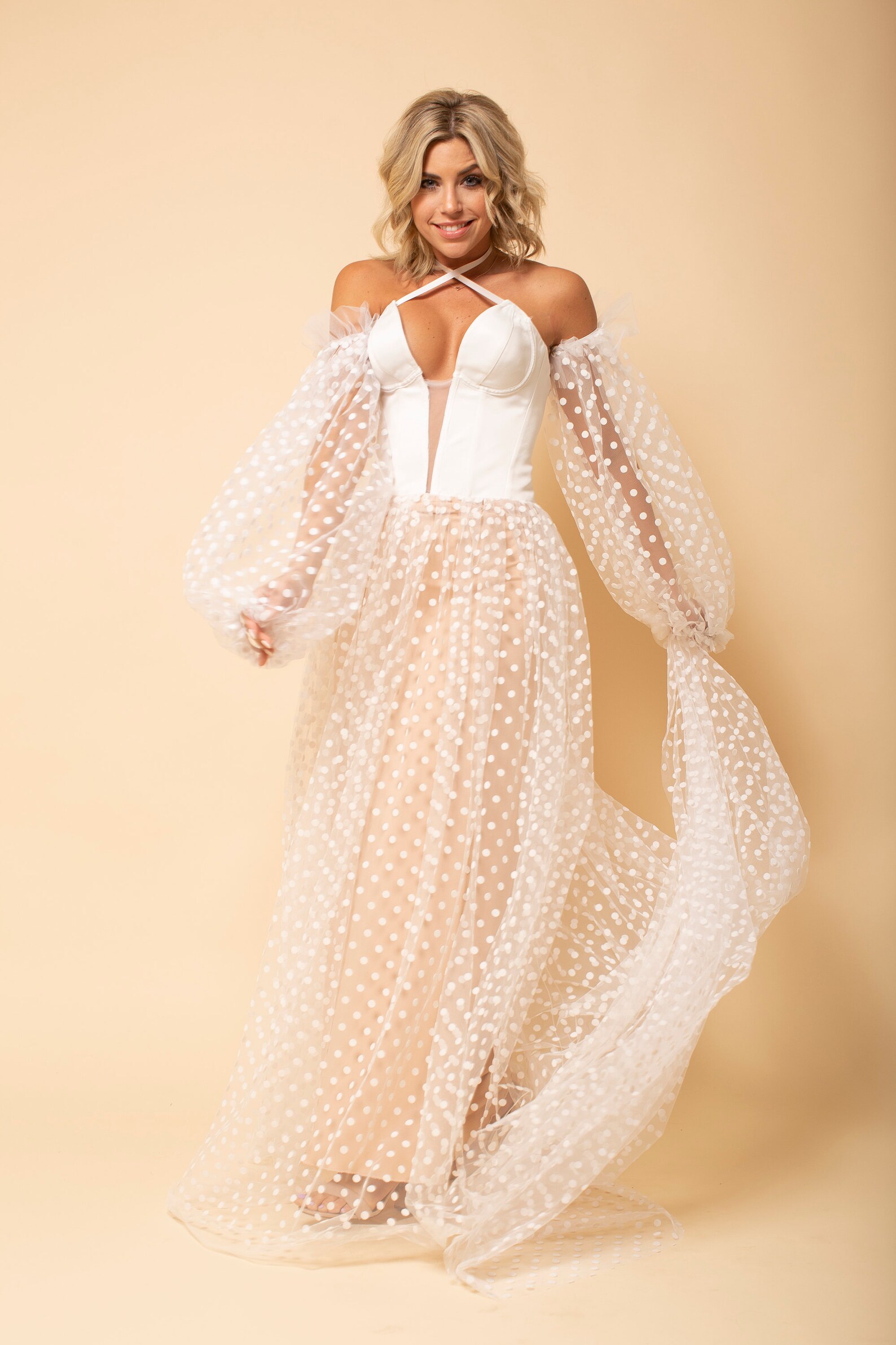 Corset Wedding Dress Boho Wedding Dress Puff Sleeve Wedding - Etsy