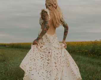 Boho wedding dress, lace wedding dress, wedding dress, backless wedding dress, crochet lace dress, vintage lace dress, vintage wedding dress