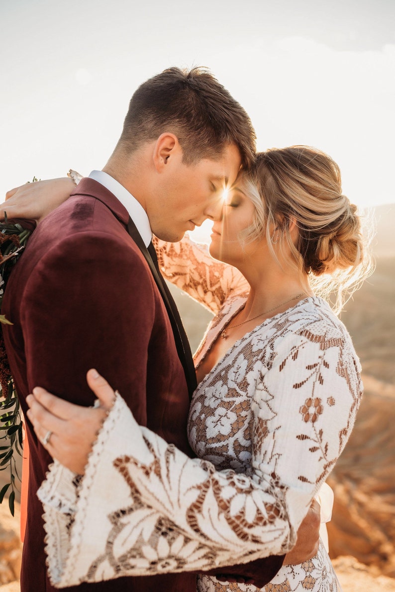 Wedding dress, boho wedding dress, lace wedding dress, vintage lace, bohemian wedding dress, vintage wedding dress, bell sleeve wedding image 6