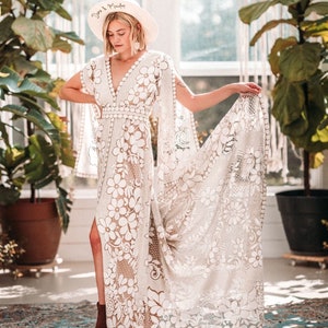 Stevie, boho wedding dress, bell sleeve wedding dress, lace wedding dress, hippie wedding dress, vintage lace, vintage wedding dress,