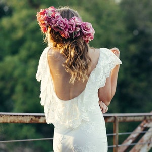 Wedding dress, plus size wedding dress, rustic wedding dress, ruffle lace wedding dress, backless wedding dress, image 3