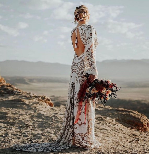 vintage bohemian boho wedding dress