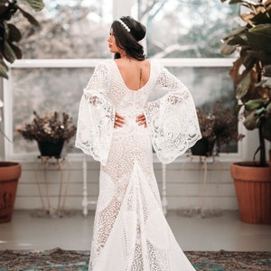 Donna, Wedding dress, lace wedding dress, boho wedding dress, boho lace dress, bohemian wedding dress, bell sleeve dress, bell sleeve image 1