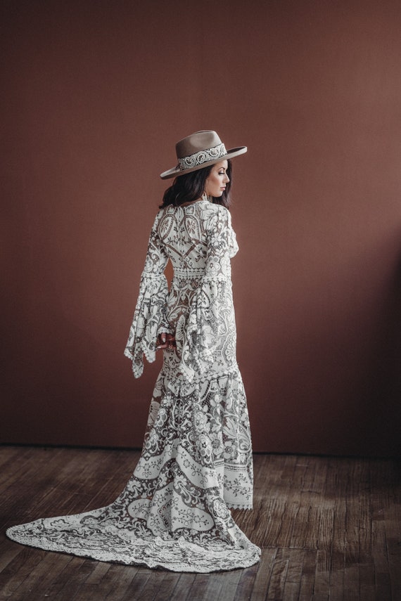 Vintage lace boho hot sale dress