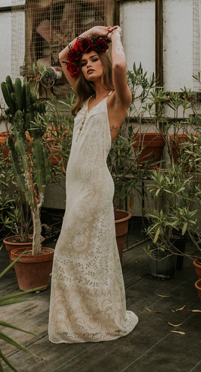 Wedding Dress Boho Wedding Dress Lace wedding dress Casual Etsy